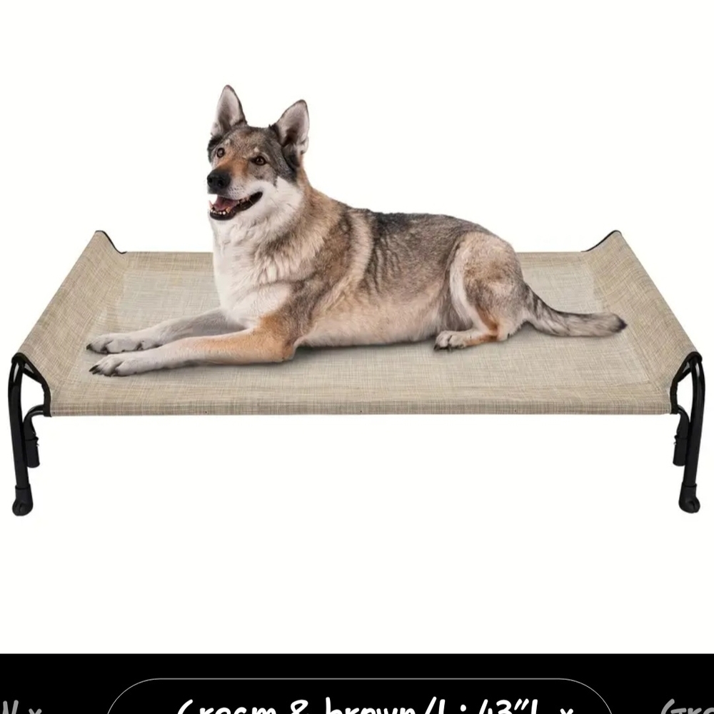 Elevated Dog Bed in Cream and Brown